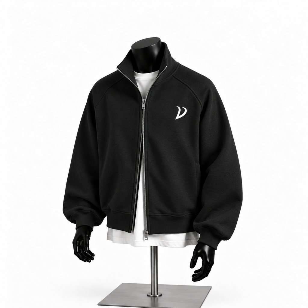 black high-neck sweatshirt
