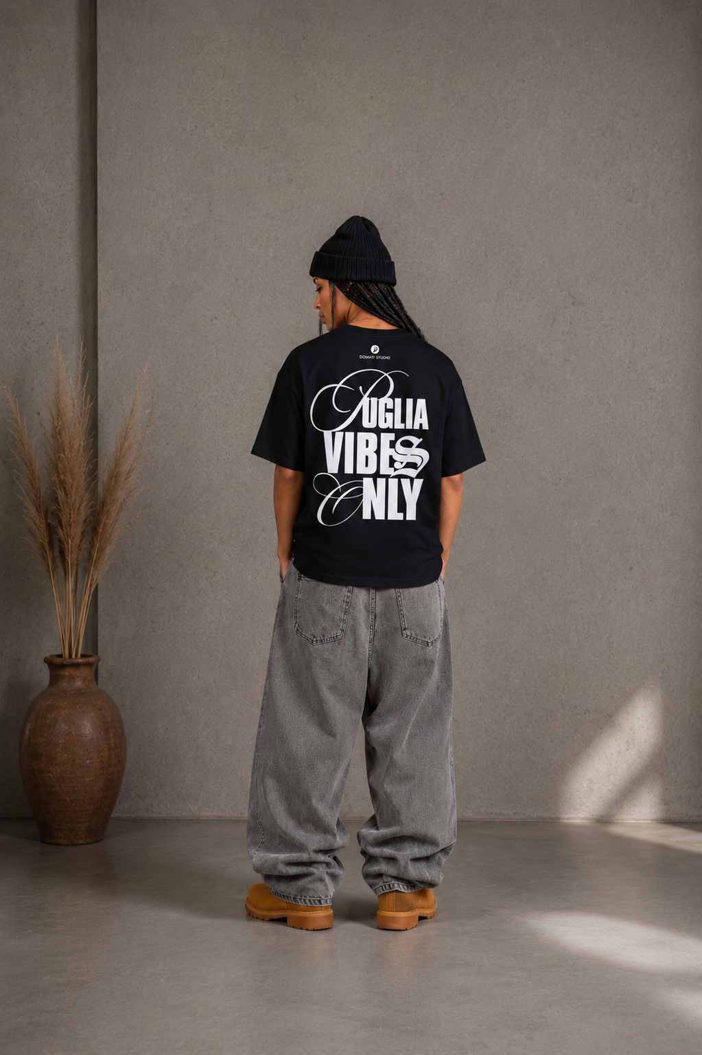 T-SHIRT PUGLIA VIBES ONLY-  BLACK