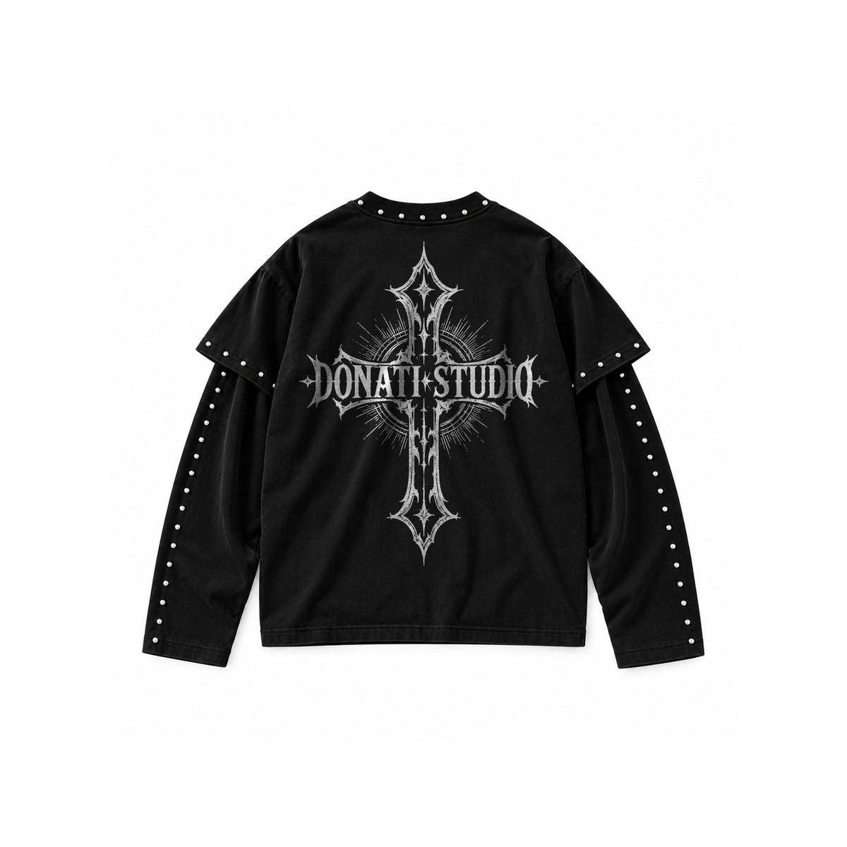 Black long-sleeve top with studs