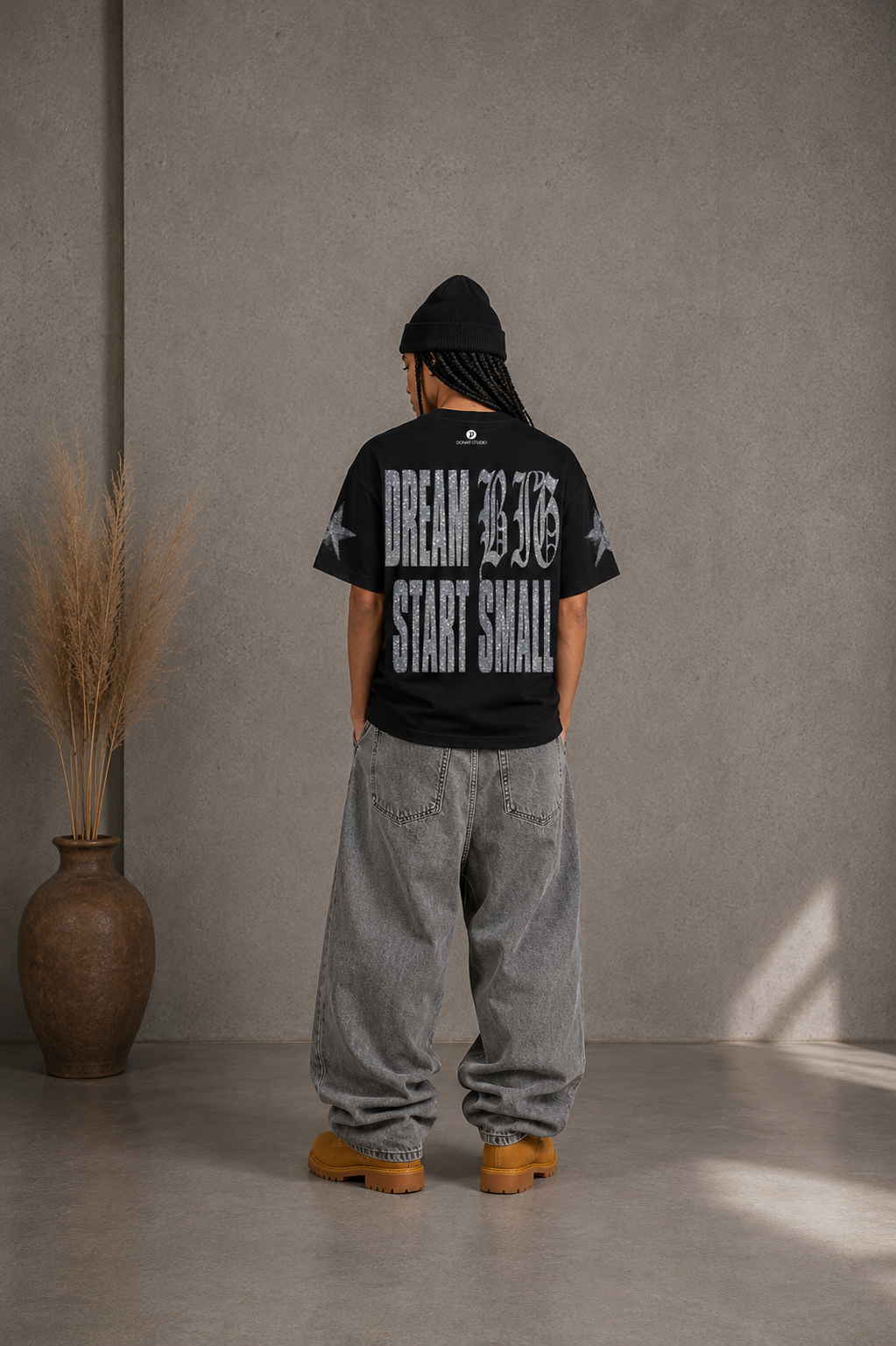 T-SHIRT DREAM BIG GLITTER - BLACK