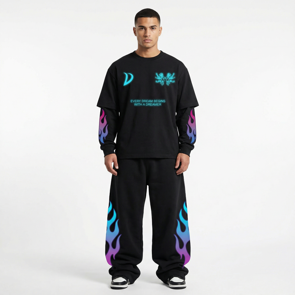 BLACK/FUCSIA TROUSERS