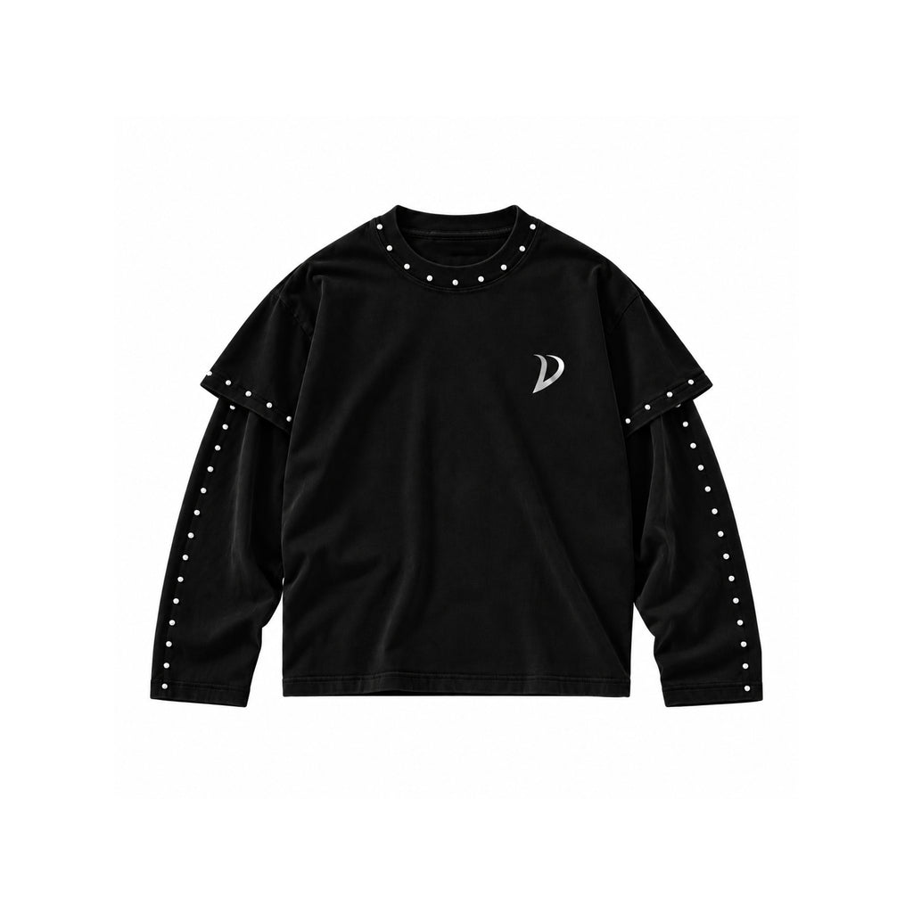 Black long-sleeve top with studs