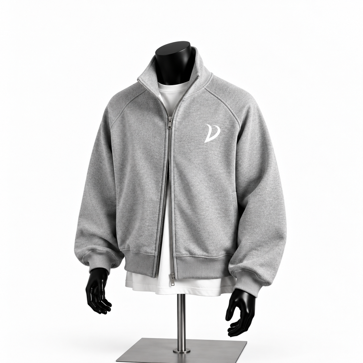 Grey high-neck sweatshirt