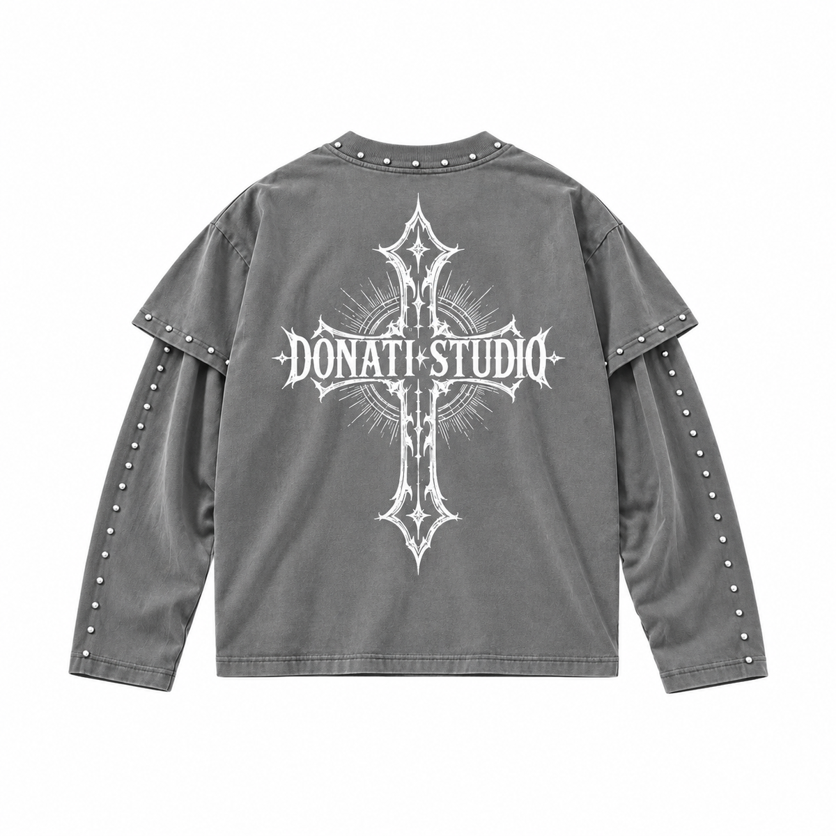 Long-sleeve top with grey studs
