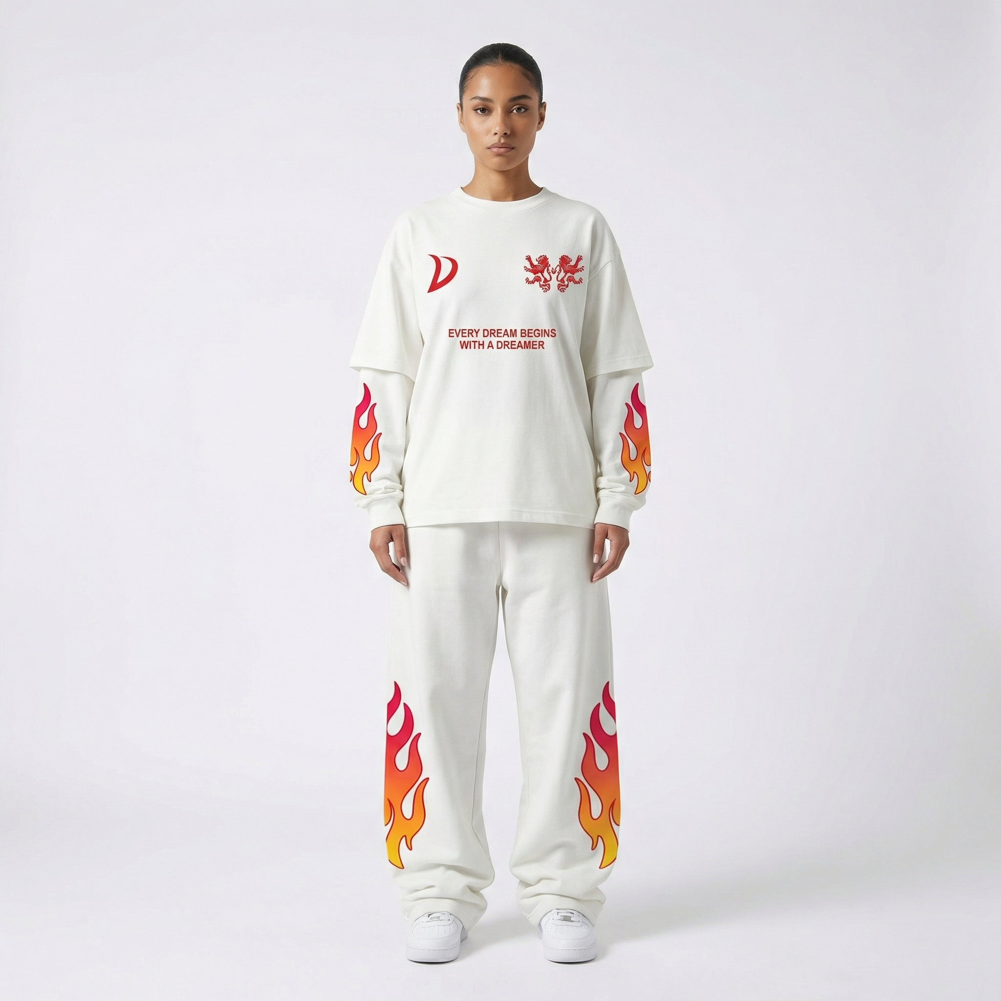 LONGSLEEVE WHITE/ORANGE