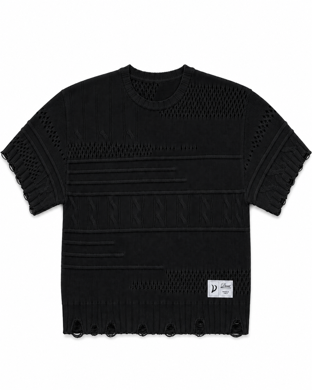 T-SHIRT CROP HANDMADE BLACK