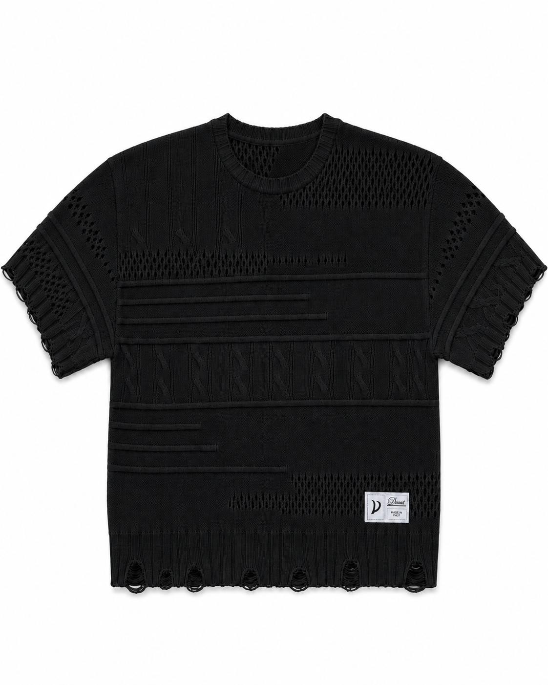 T-SHIRT CROP HANDMADE BLACK