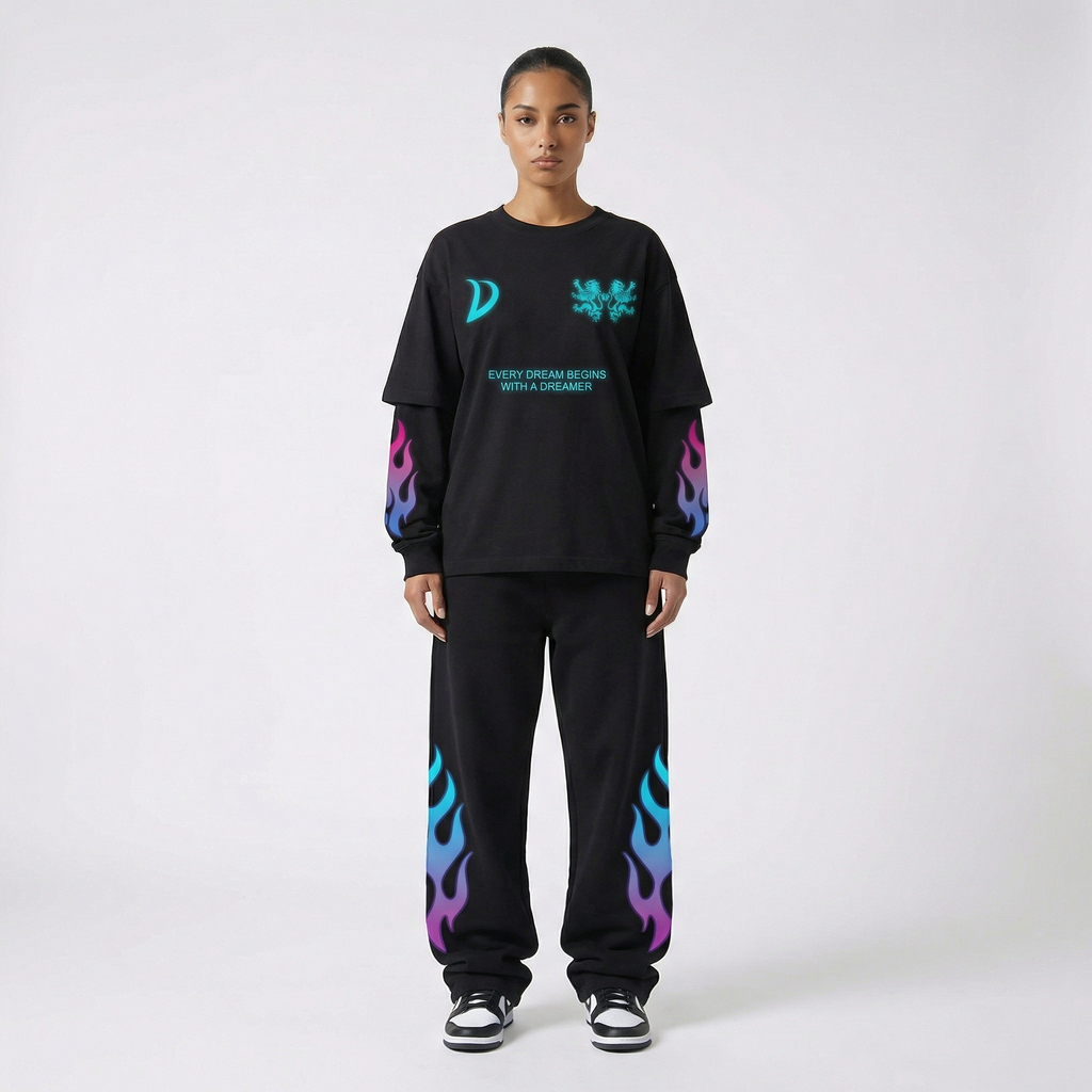 LONGSLEEVE BLACK/FUCHSIA