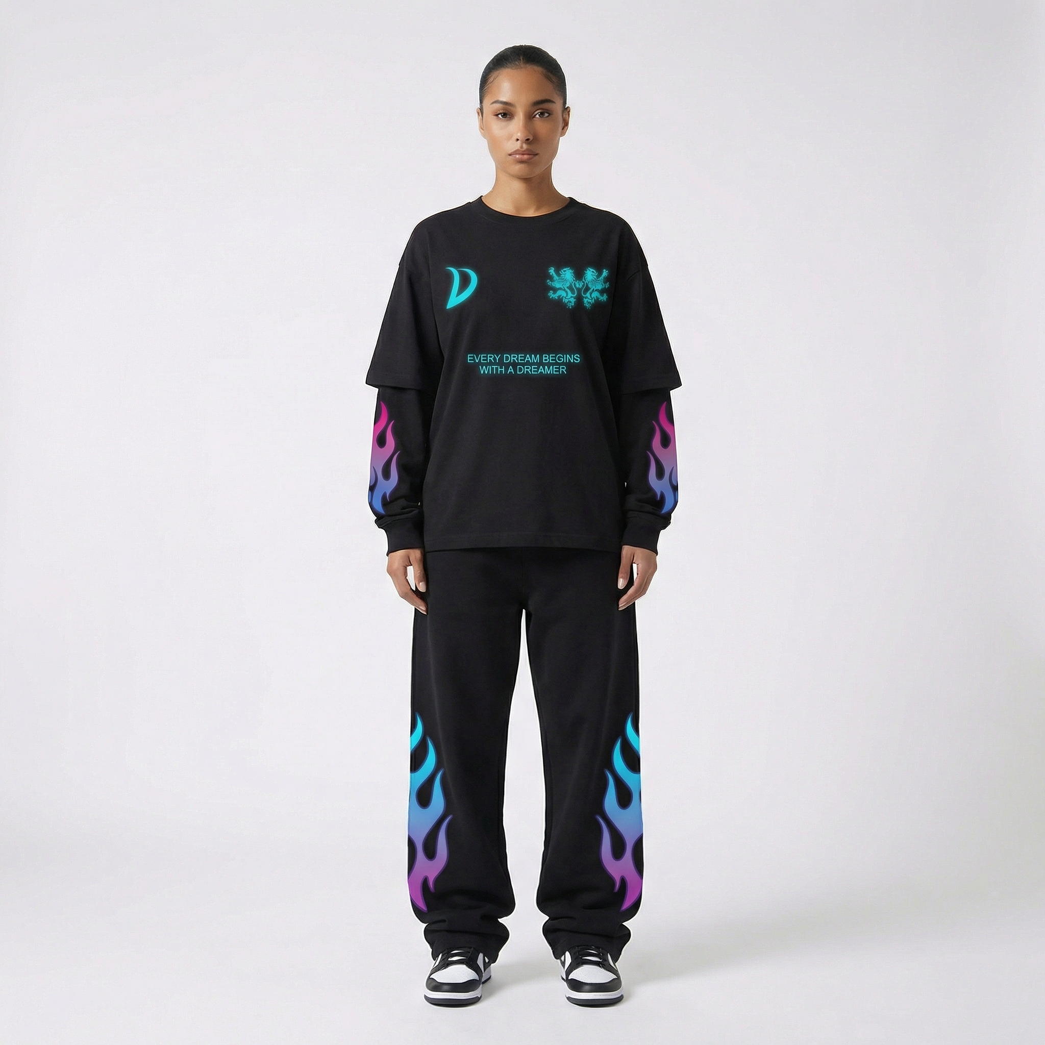 LONGSLEEVE BLACK/FUCHSIA