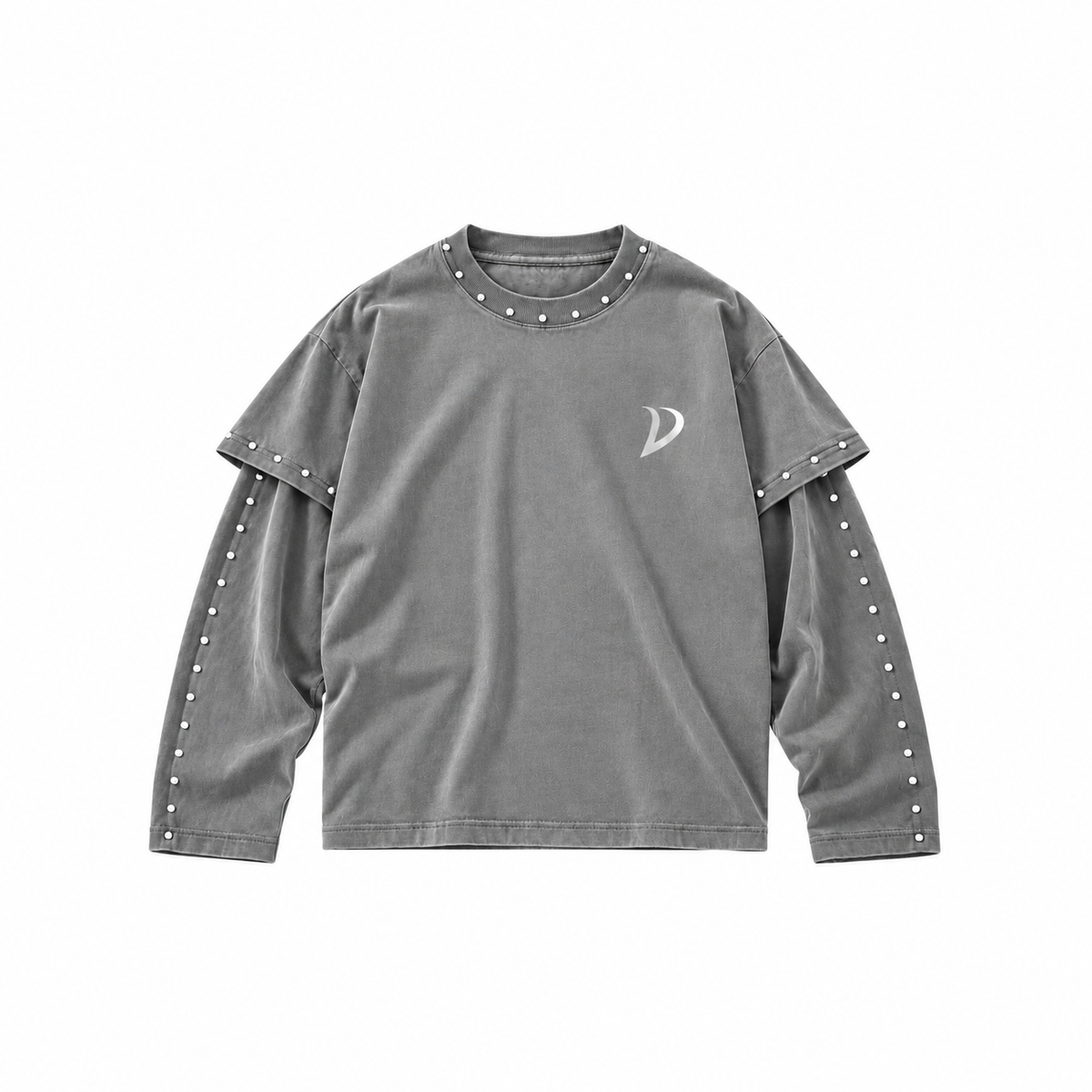 Long-sleeve top with grey studs